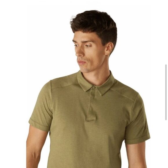 Arc’teryx Polo Short Sleeve Snap Button 1/4 Closure Shirt Top Olive Green XL - Picture 1 of 12